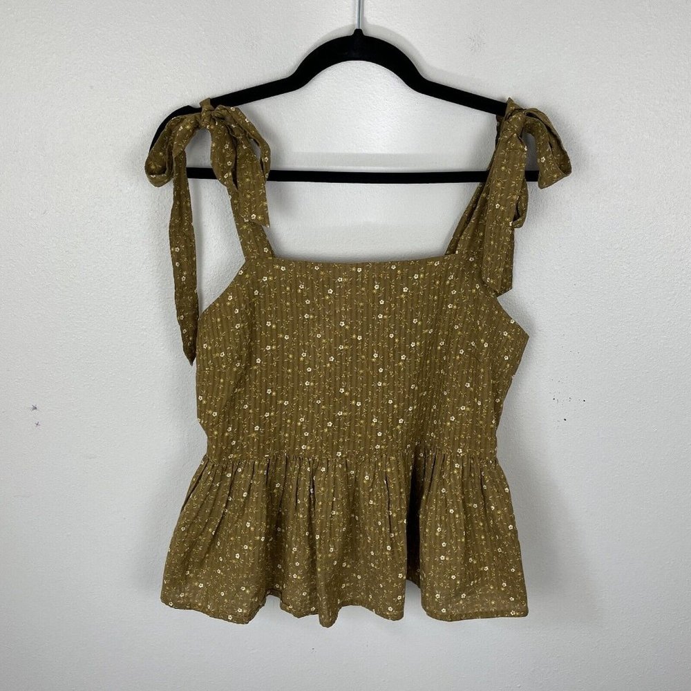 Madewell Olive Green Floral Blouse